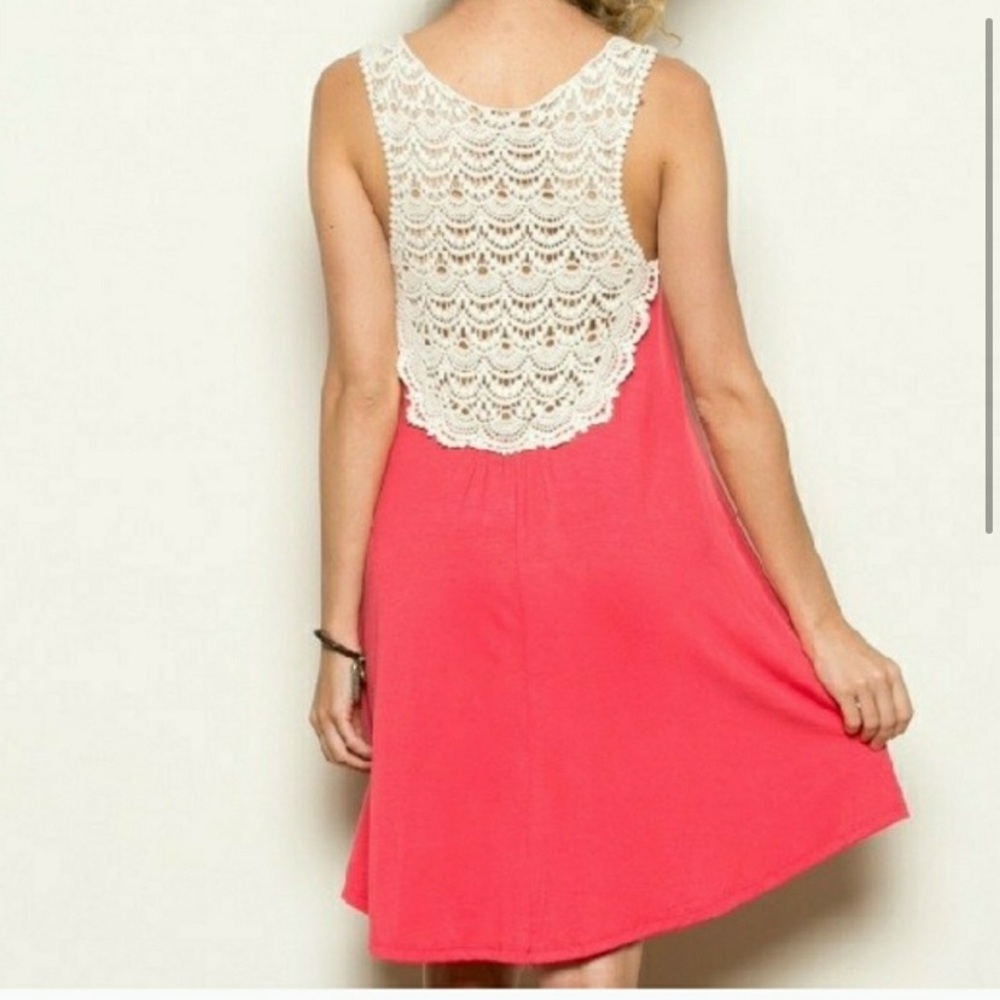 Knit Dress W/ Crochet Back Detail, Sleeveless - Picture 2 of 14